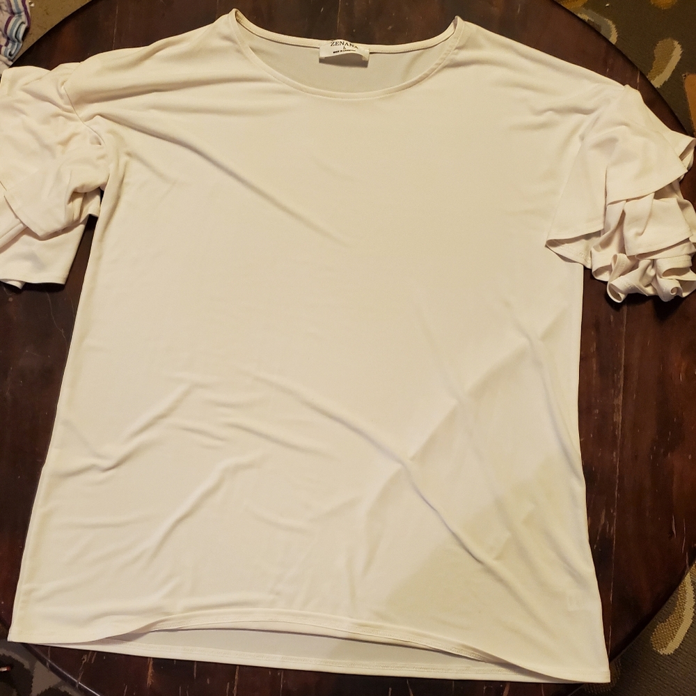 Zenana Ivory Ruffle Sleeved top
